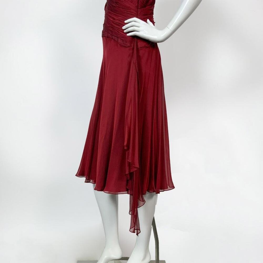 Carmen Marc Valvo Signature Deep Red Silk Cocktail Dress - Picture 6 of 12